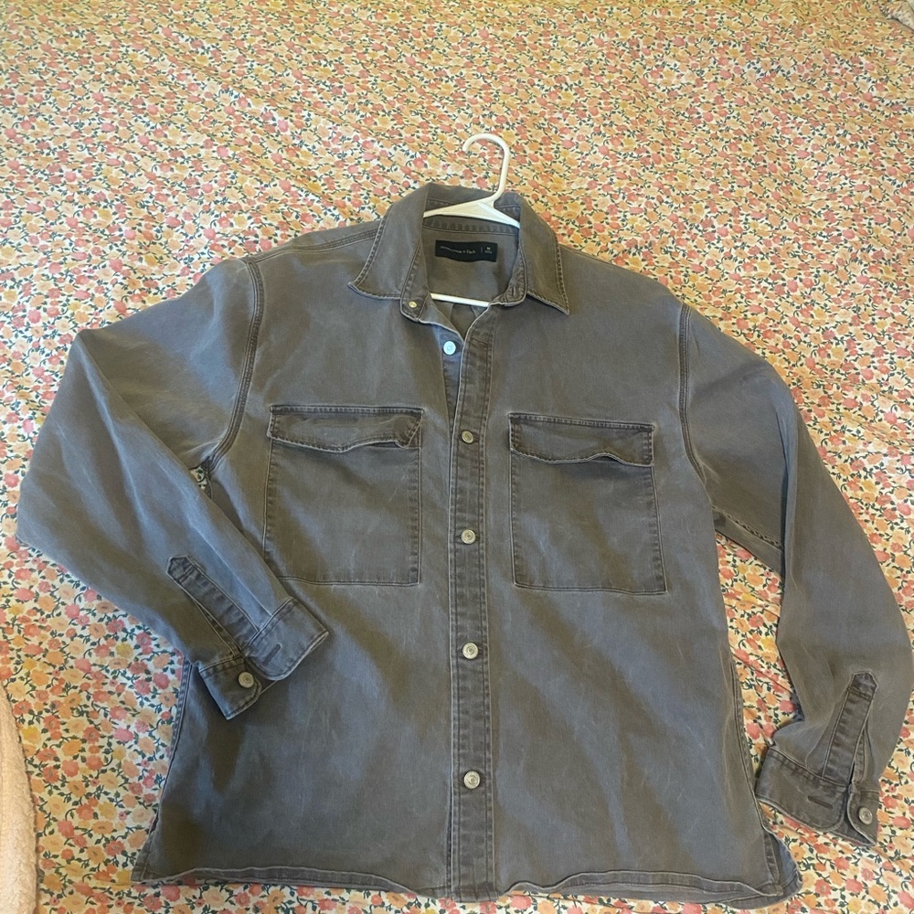 Abercrombie Gray Denim Button-Up Shirt